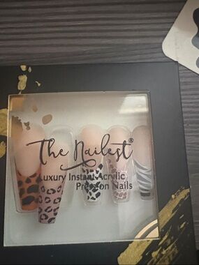 Luxury Nude & Animal Print Acrylic Press-On Nails